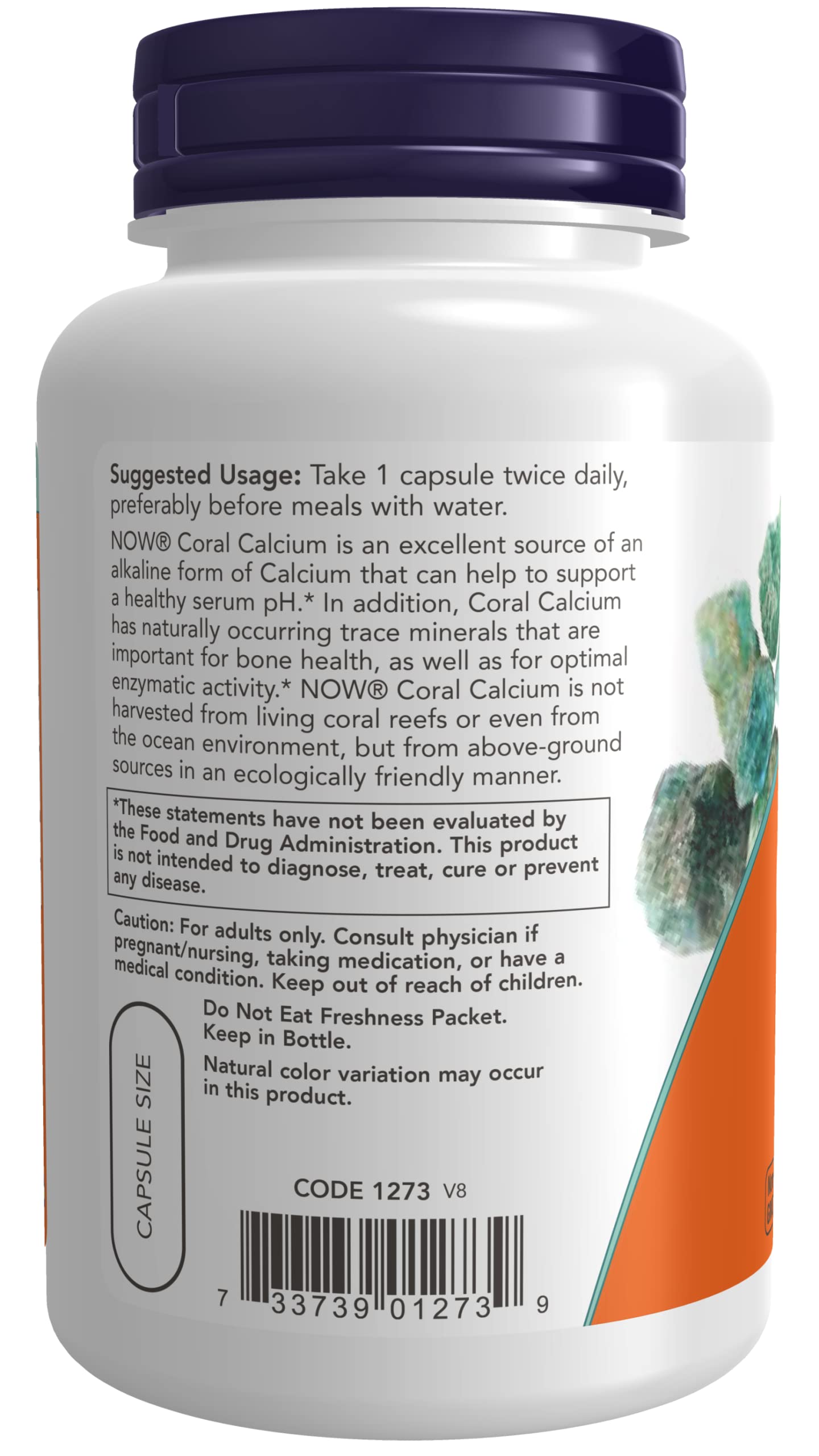 NOW Foods Coral Calcium 1000mg capsules close-up suggesting high potency for bone support