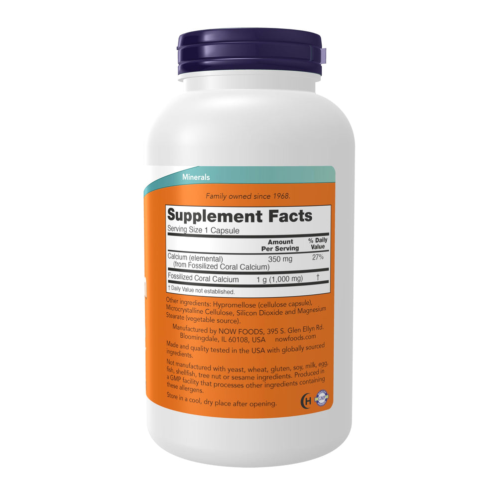 NOW Foods Coral Calcium capsules arranged for taking twice daily