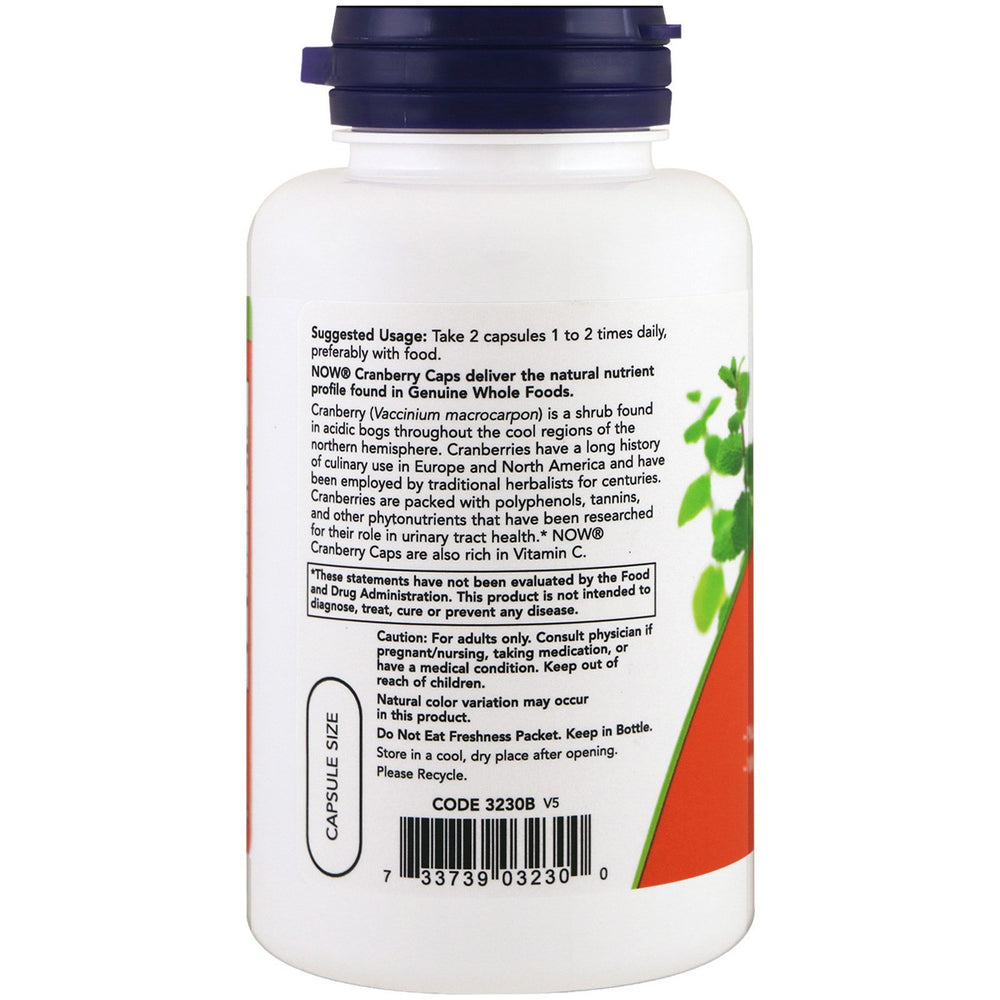 NOW Foods Cranberry Concentrate capsules close-up, easy daily supplementation.
