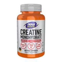 NOW Foods Creatina Monohidratada en botella de cápsulas para entrenamiento