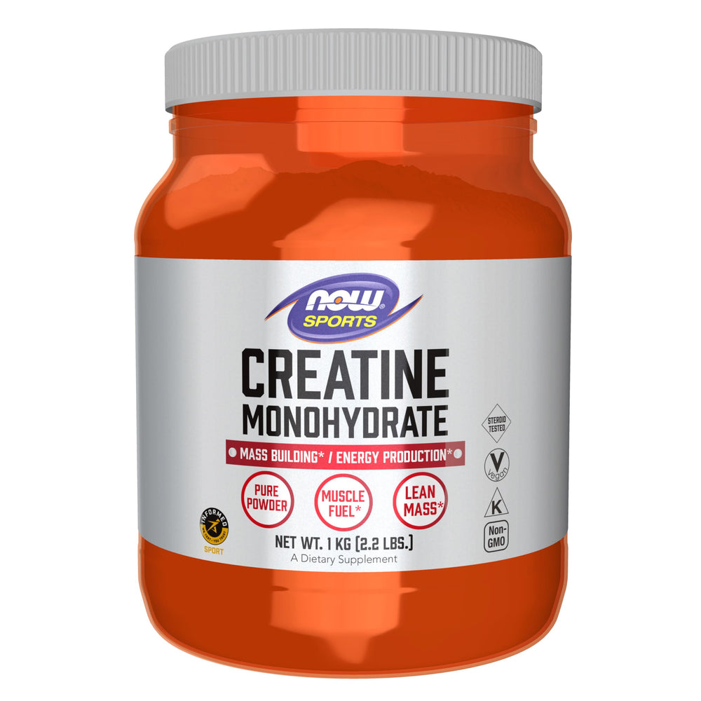 NOW Foods Creatine Monohydrate Powder bottle ready for a workout energy boost.