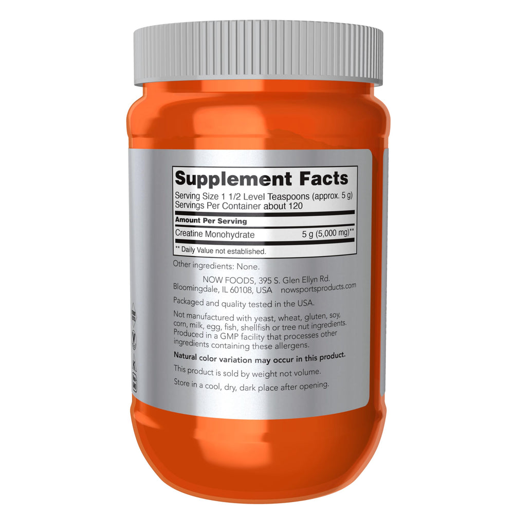 NOW Foods Creatine Monohydrate scoop-dispense showcases clean energy production option