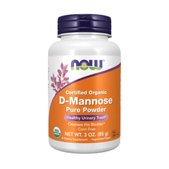 NOW Foods D-Mannose powder bottle for easy daily urinary tract support.