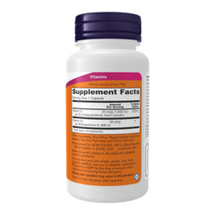NOW Foods D3 K2 capsules closeup highlighting 1000 IU D3 and 45 mcg K2.