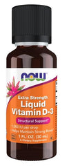 NOW Foods D3 liquid bottle on kitchen counter ready to dose