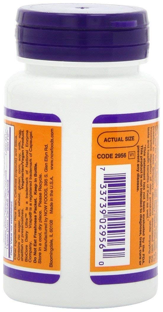 NOW Foods Dairy Digest Complete packaging on shelf indicating convenient daily dairy support.