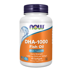 NOW Foods DHA 1000 Brain Support bottle for daily omega-3 supplementation