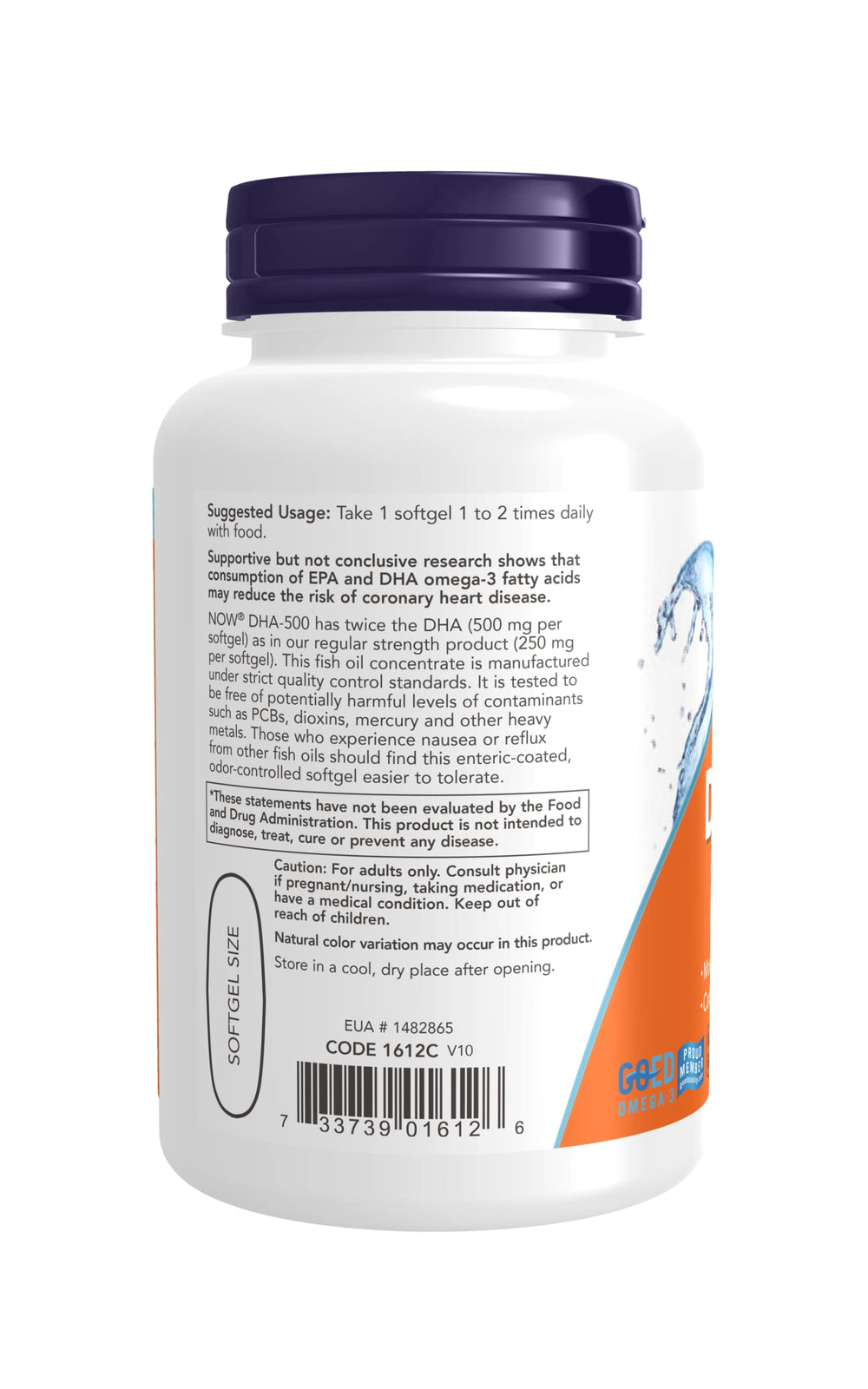 NOW Foods DHA-500 two-pack softgel box for convenient extended use