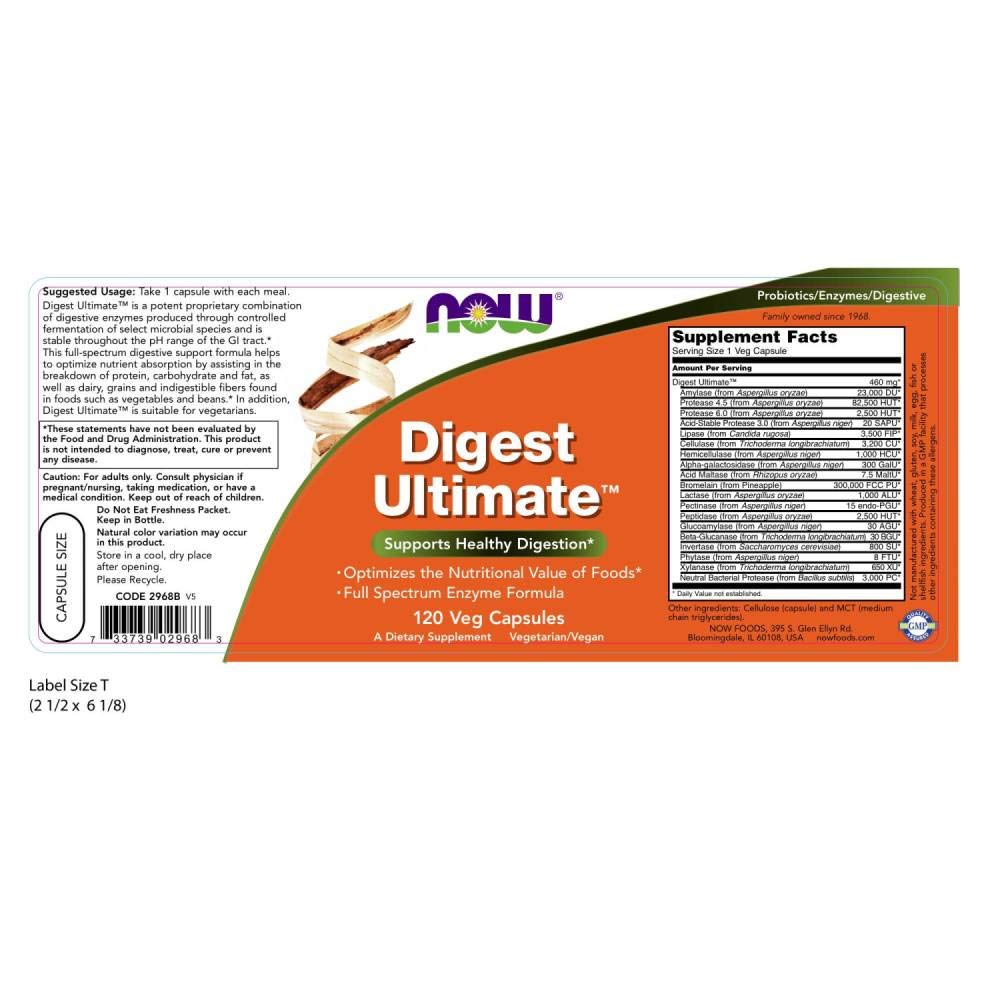 NOW Foods Digest Ultimate bottle pour demonstrates easy dosing for meals