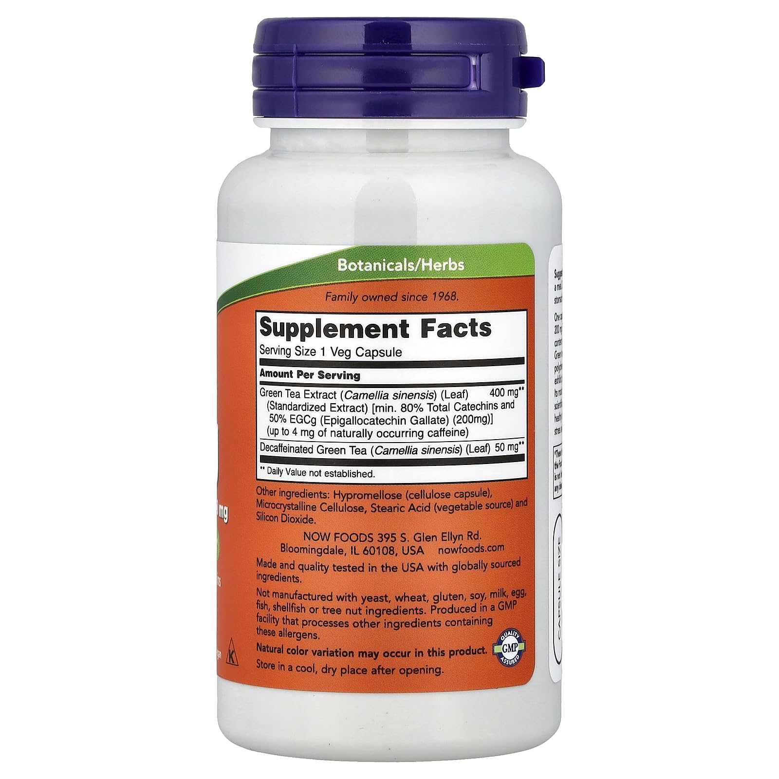 Close-up of NOW Foods EGCG capsules highlighting green tea polyphenols for cellular health
