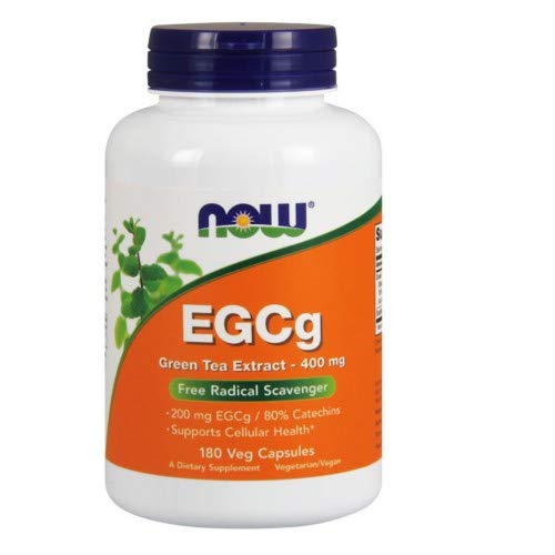 NOW Foods EGCg Green Tea Extract bottle with capsules for antioxidant support and daily wellness.