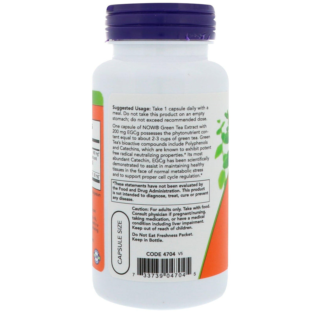 NOW Foods EGCG packaging box showing vegan, non-GMO quality and kosher certification
