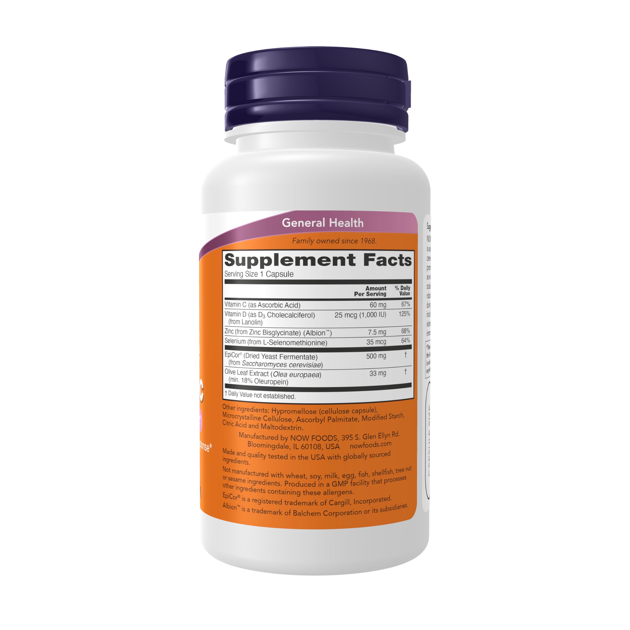 NOW Foods Epicor Plus Immunity bottle shown for routine immune support.