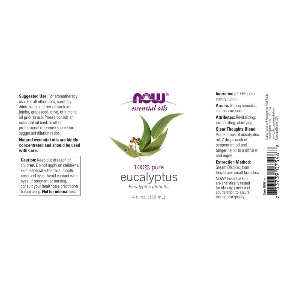 NOW Foods Eucalyptus Globulus Oil diffuser setup for a revitalizing aroma