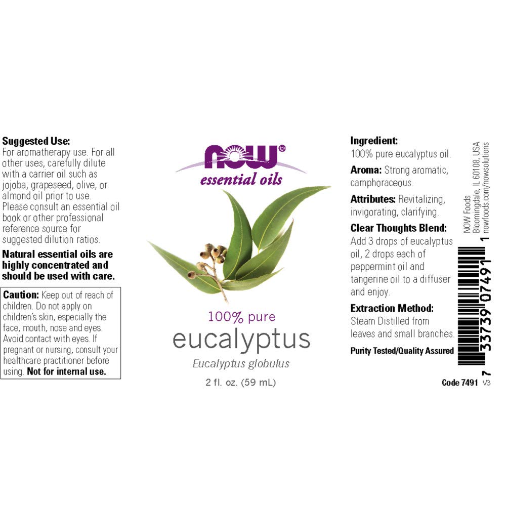 Diffuser setup with NOW Foods eucalyptus oil for invigorating room ambiance.