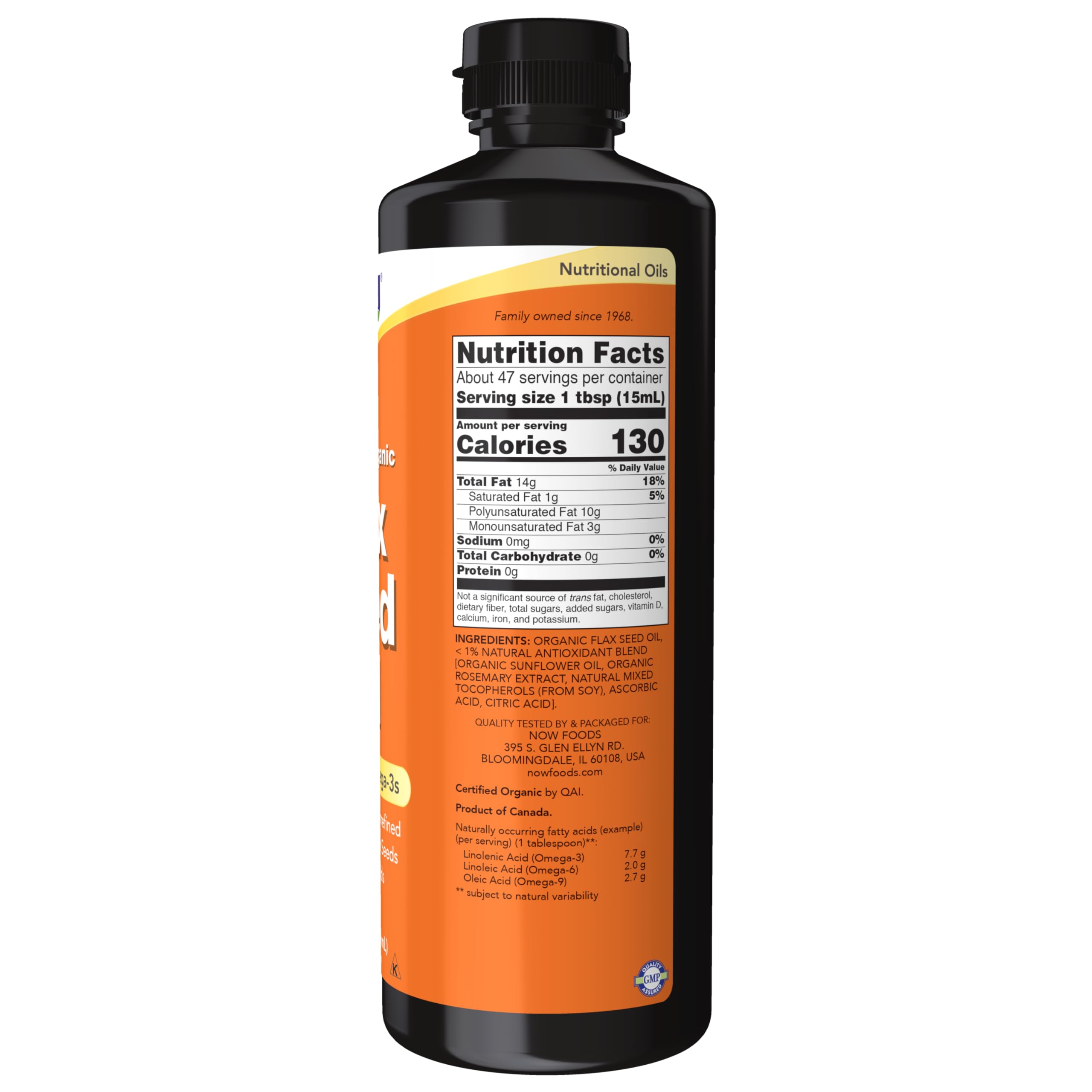 NOW Foods flax seed oil pour offers a smooth drizzle ideal for salads and sauces.
