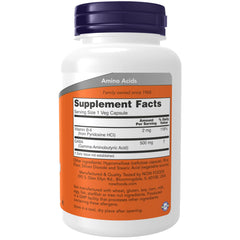 NOW Foods GABA 500mg capsules closeup highlights vegetarian capsules for daily use