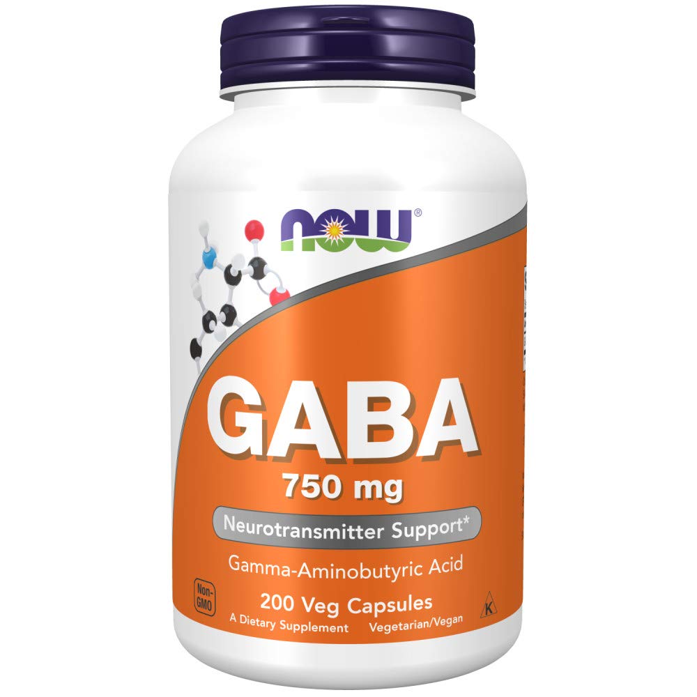 NOW Foods GABA 750mg bottle for daily calm and relaxation