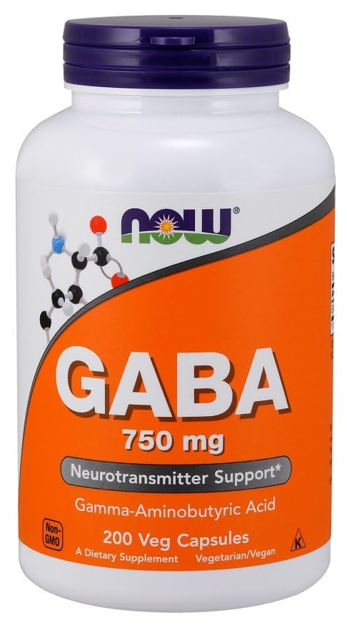 NOW Foods GABA 750mg packaging front showing trusted quality