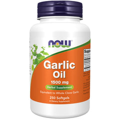 NOW Foods Garlic Oil 1500 mg bottle front view, natural garlic extract