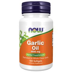NOW Foods Garlic Oil 1500 mg bottle showing strength for easy reference