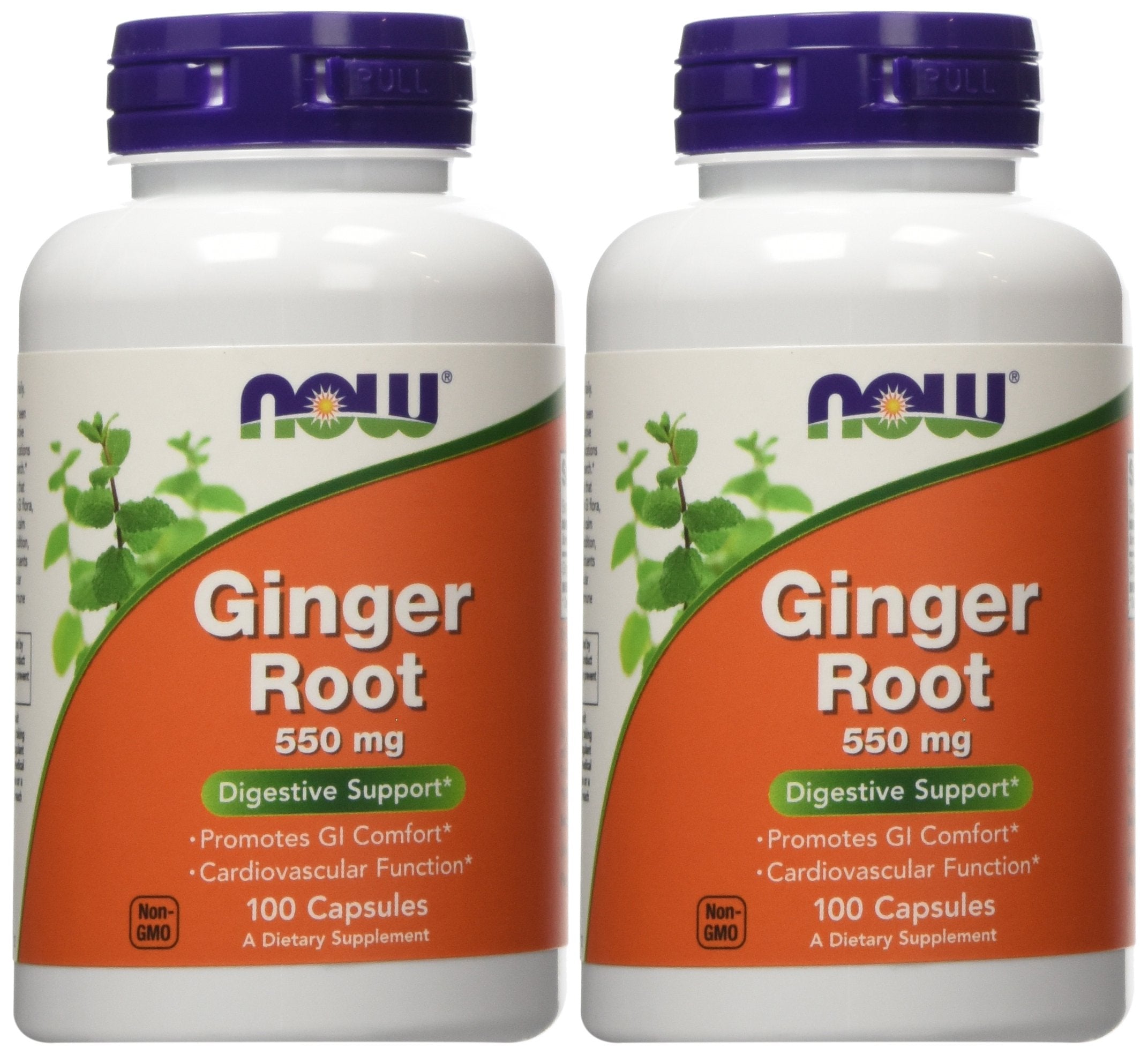 NOW Foods Ginger Root 550mg bottle front view for digestive support