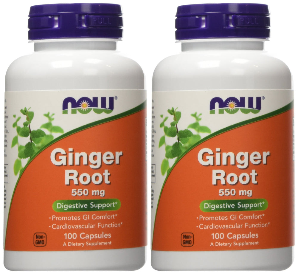 NOW Foods Ginger Root 550mg bottle front view for digestive support
