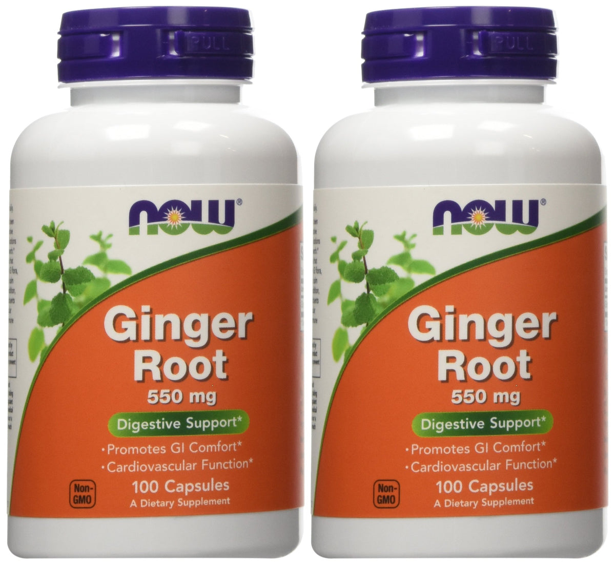 NOW Foods Ginger Root 550mg bottle front view for digestive support