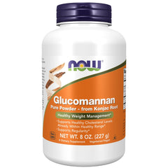 NOW Foods glucomannan powder bottle supports regularity and fiber intake.