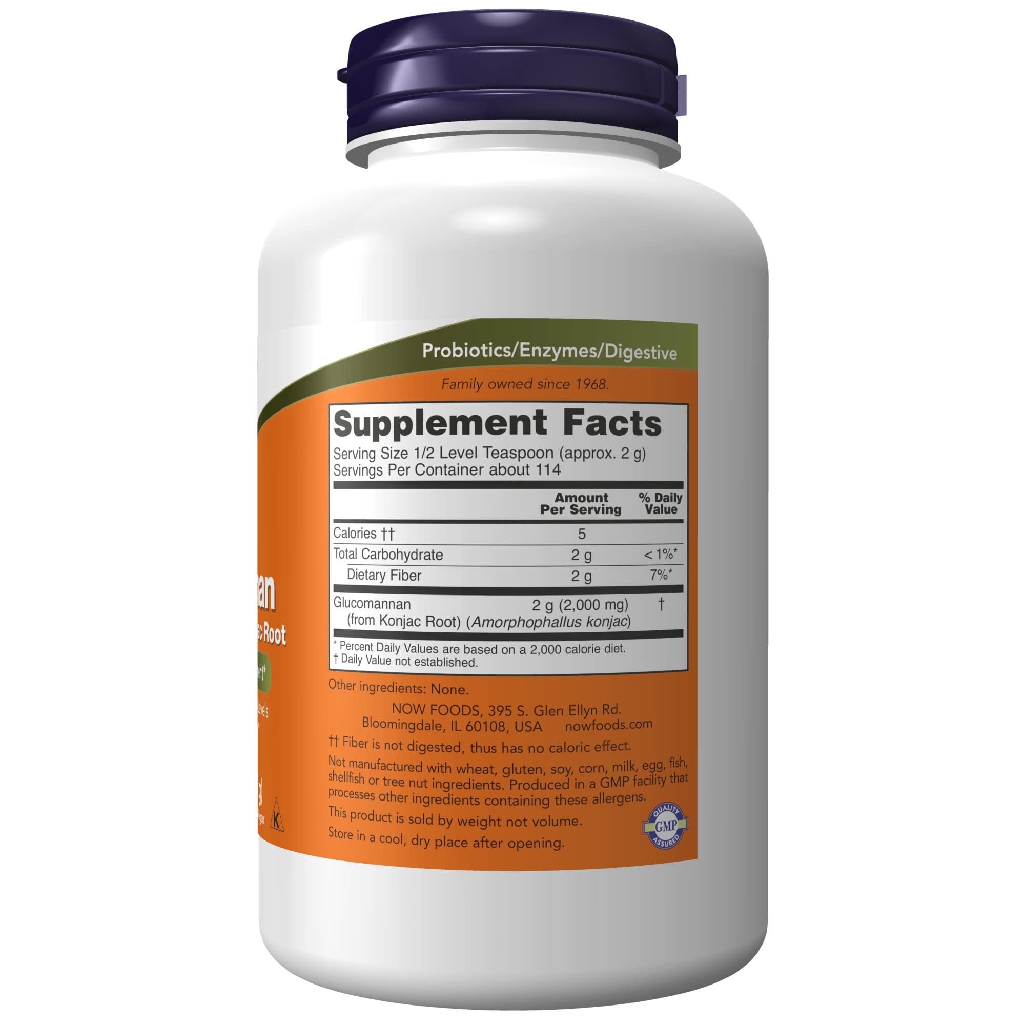 NOW Foods glucomannan powder scoop facilitates easy portion control for fullness.