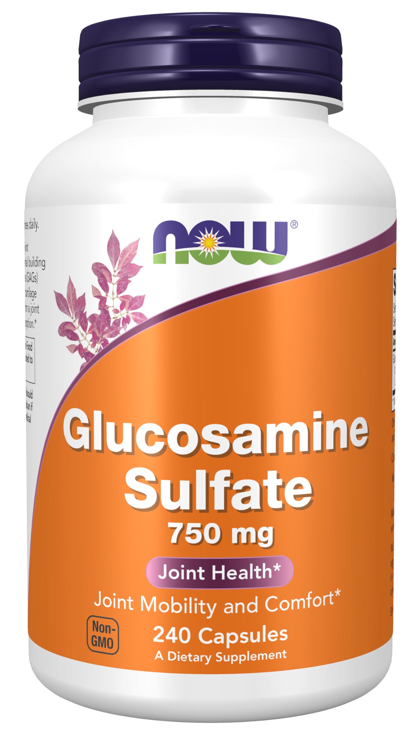 NOW Foods Glucosamine Sulfate 750 mg bottle supports daily joint health and comfort