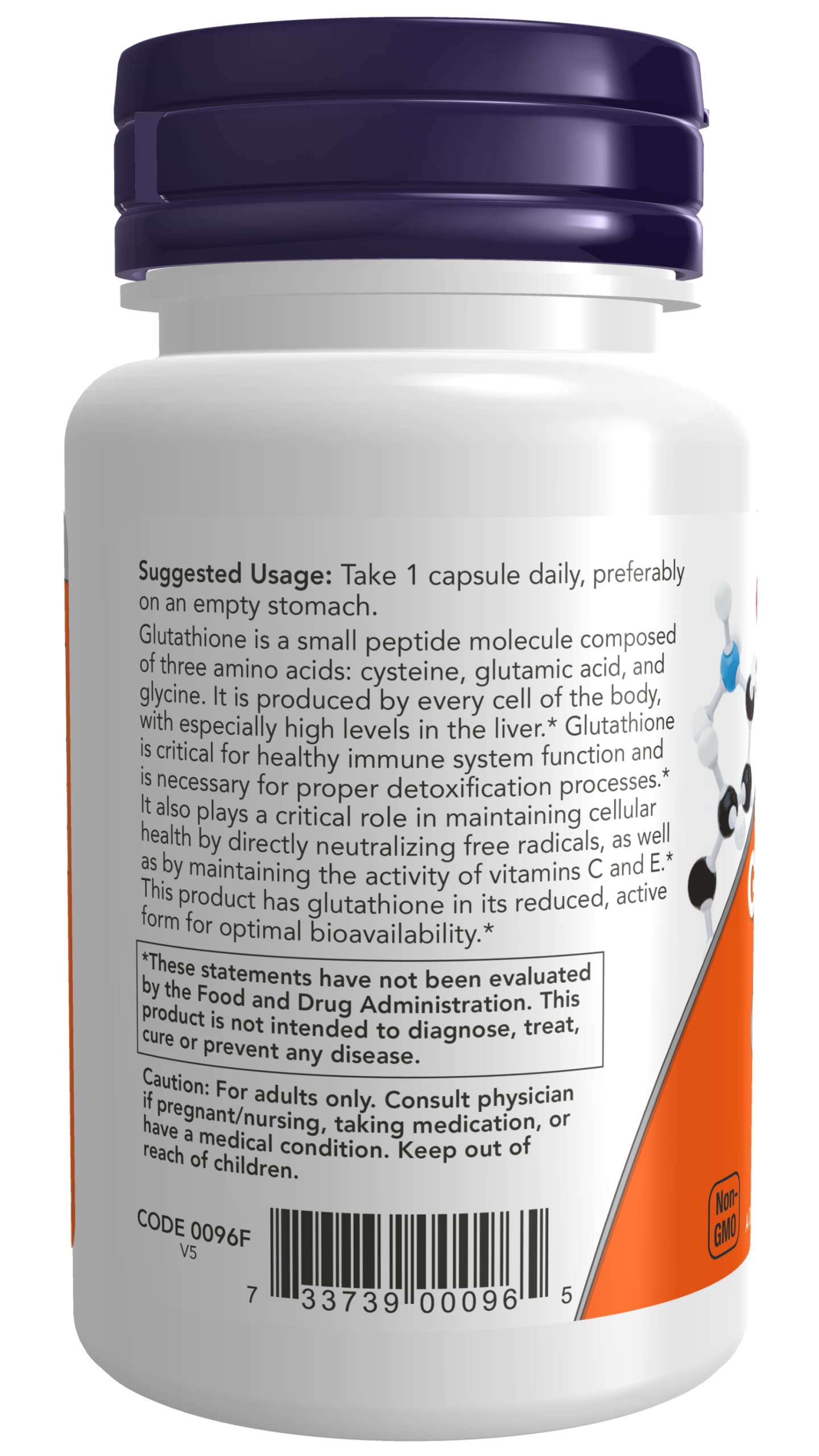 NOW Foods Glutathione 250mg capsules closeup displays individual capsules for daily use.
