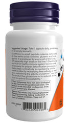 NOW Foods Glutathione 250mg capsules closeup displays individual capsules for daily use.