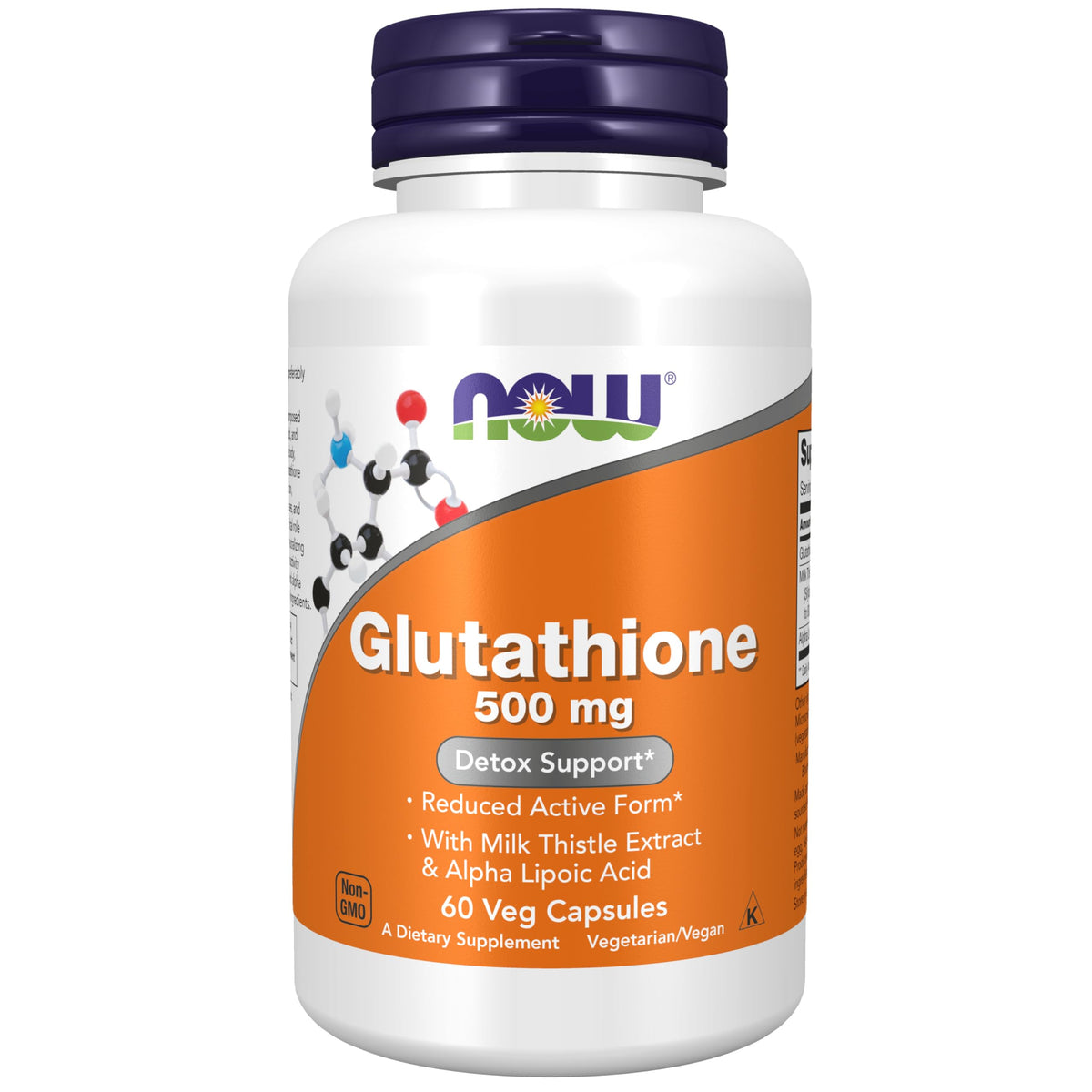 NOW Foods Glutathione 500 mg bottle for daily antioxidant support.