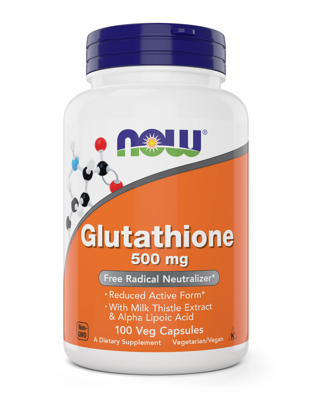 NOW Foods Glutathione 500mg daily-use bottle for routine wellness.