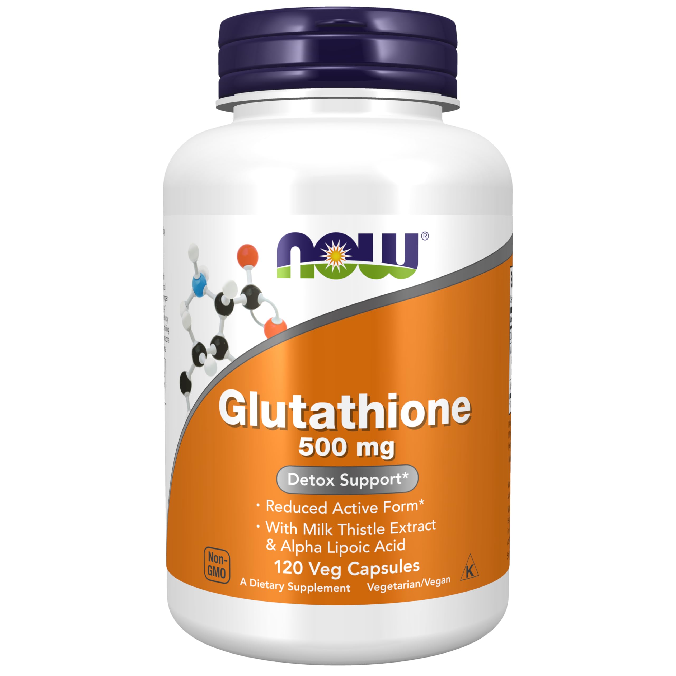 NOW Foods Glutathione bottle label close-up for antioxidant support