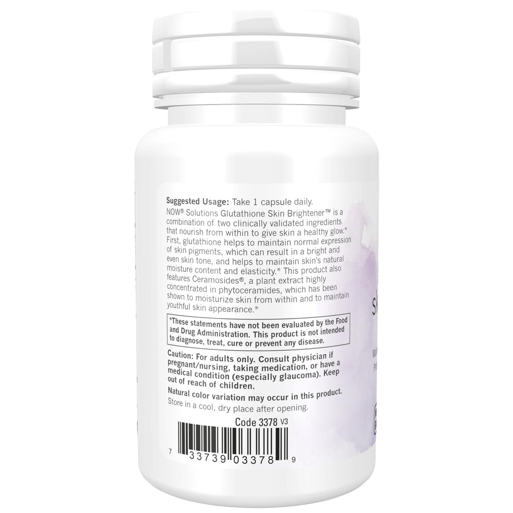NOW Foods Glutathione Skin Brightener capsules closeup