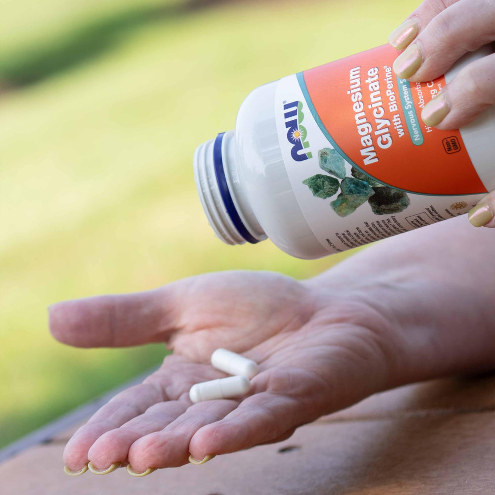 Now Foods GMP quality seal on magnesium glycinate bottle