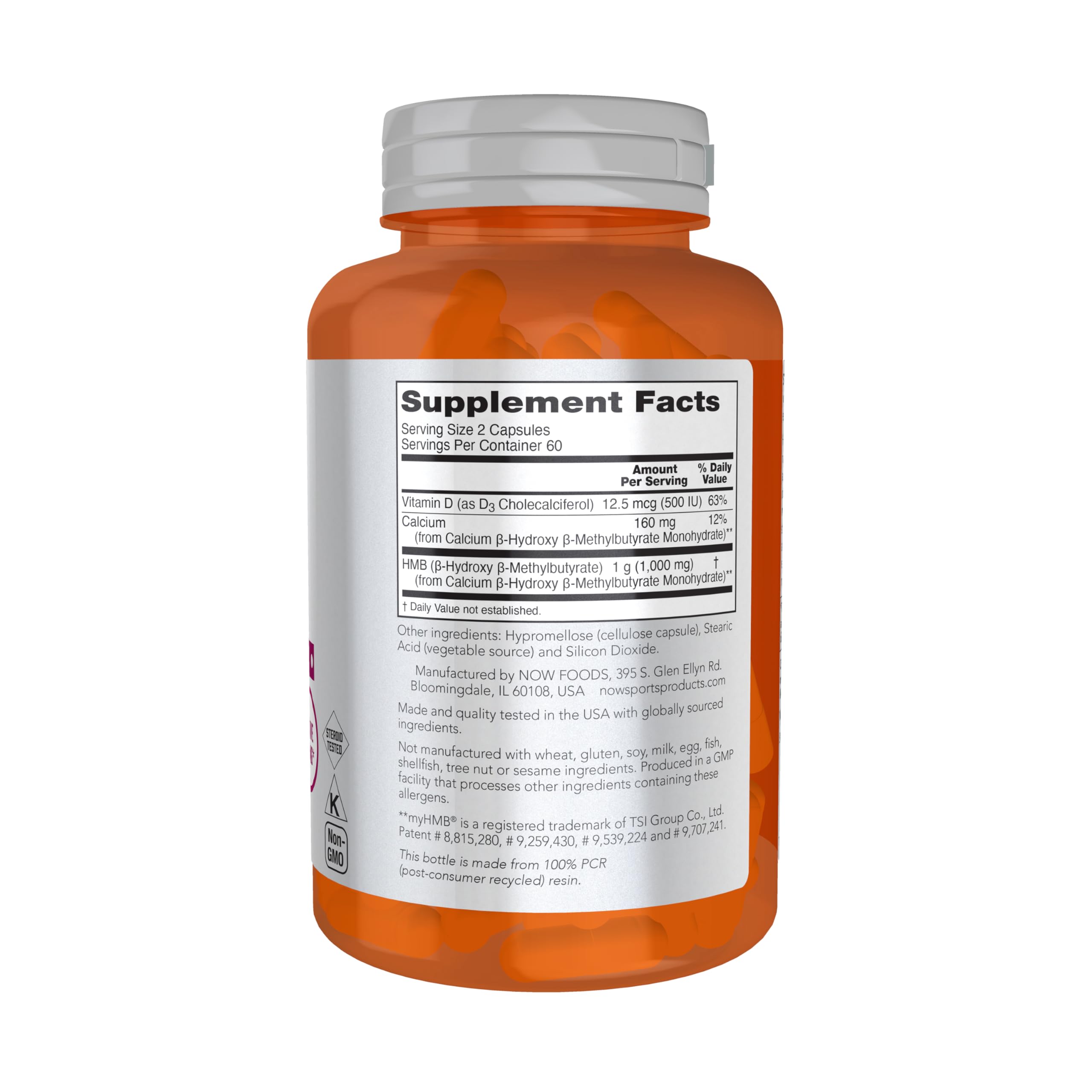 NOW Foods HMB capsules 120-count for lean mass maintenance during workouts