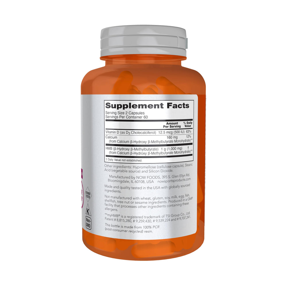 NOW Foods HMB capsules 120-count for lean mass maintenance during workouts