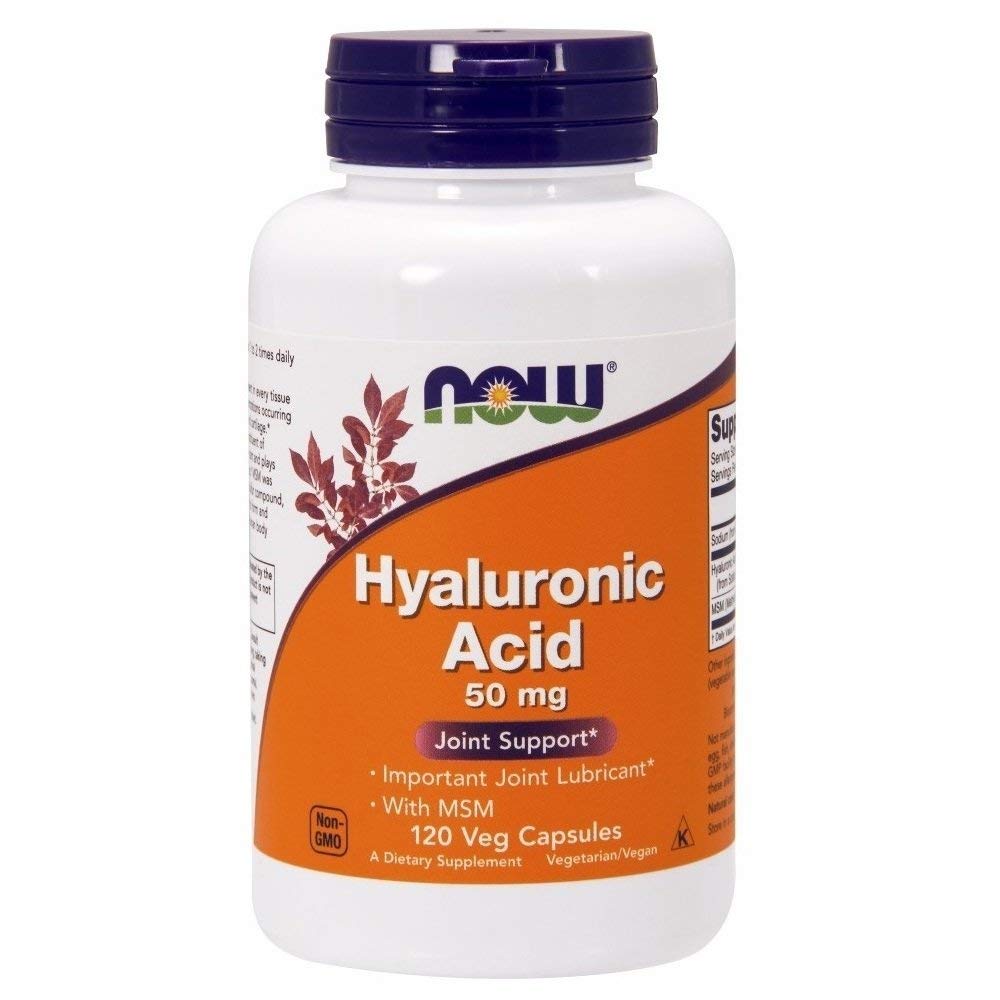 Two-pack of NOW Foods Hyaluronic Acid with MSM bottles ready for daily routine.