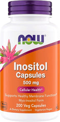 NOW Foods Inositol 500 mg bottle shown for cellular health