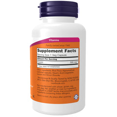 NOW Foods Inositol 500 mg capsules close-up highlighting convenient daily capsules.