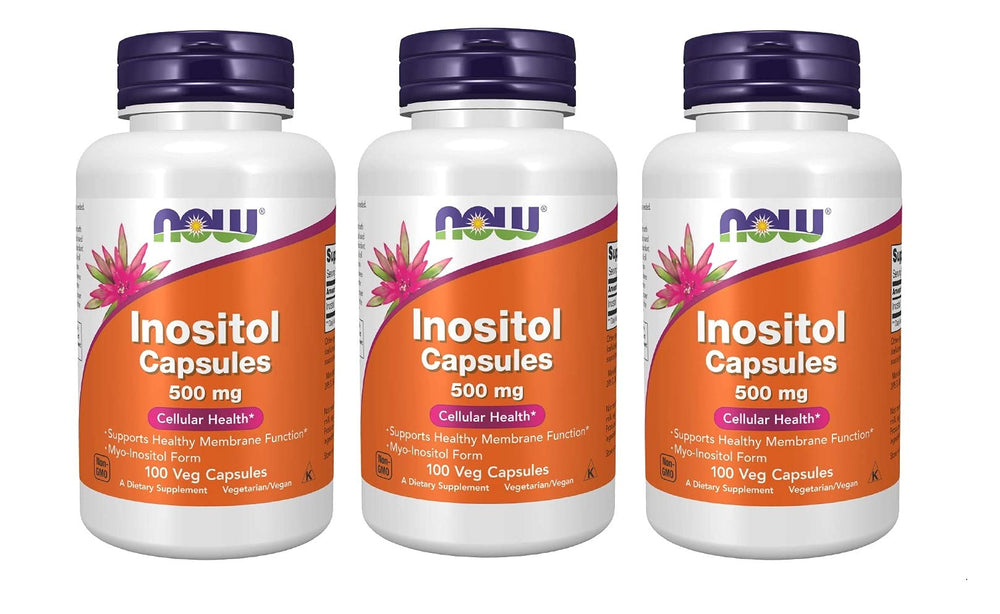 NOW Foods Inositol 500mg pack of 3 bottles for easy ongoing supplementation.