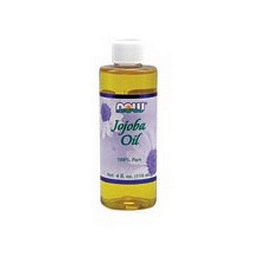 Now Foods Jojoba Oil bottle pour for skin and hair care, versatile natural moisturiser.