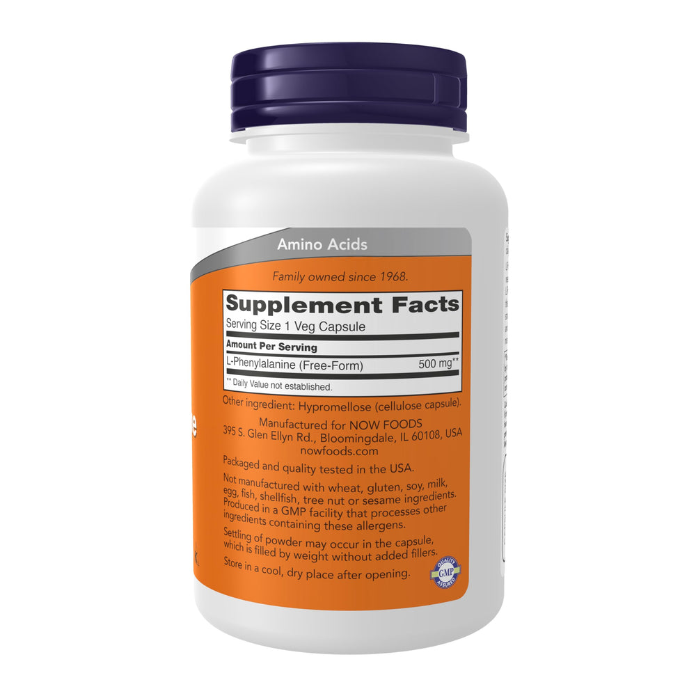 NOW Foods L-Phenylalanine vegetarian capsules, 120-count, convenient daily option.