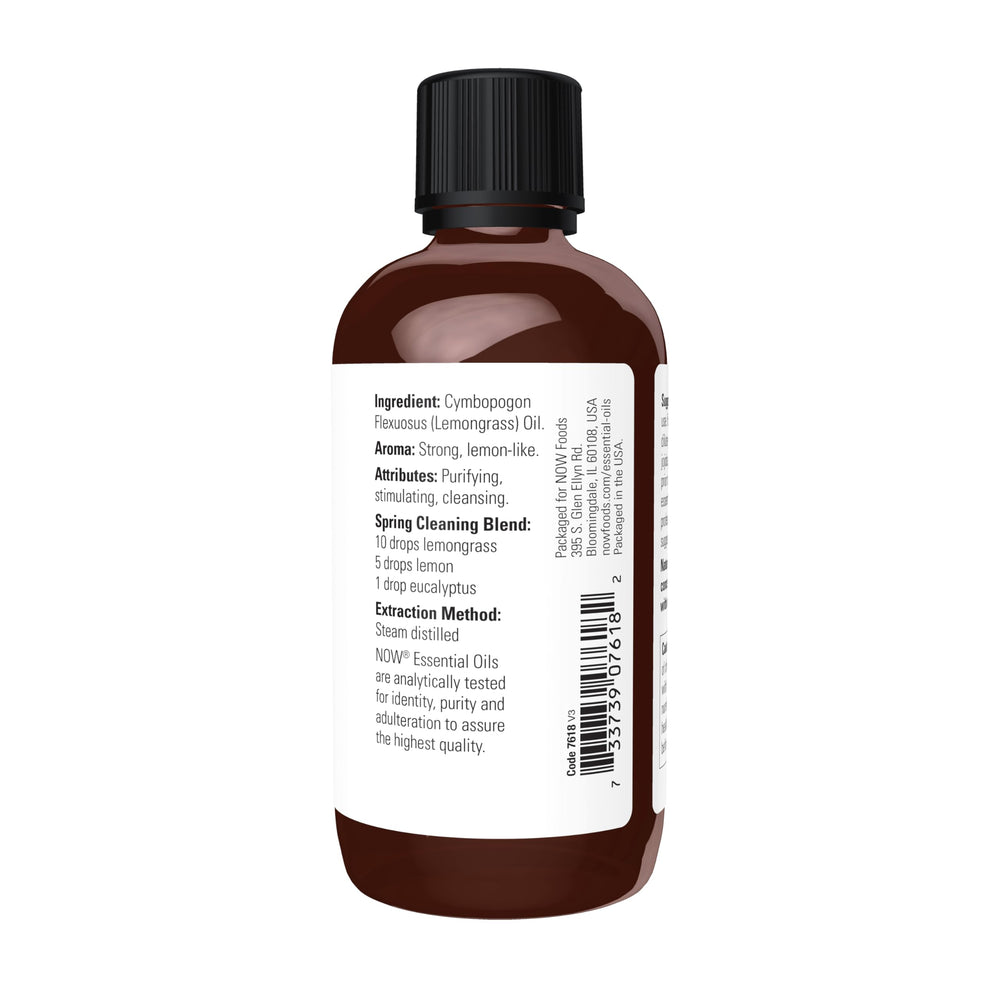 NOW Foods Lemongrass Oil steam distilled leaves for purity and aroma