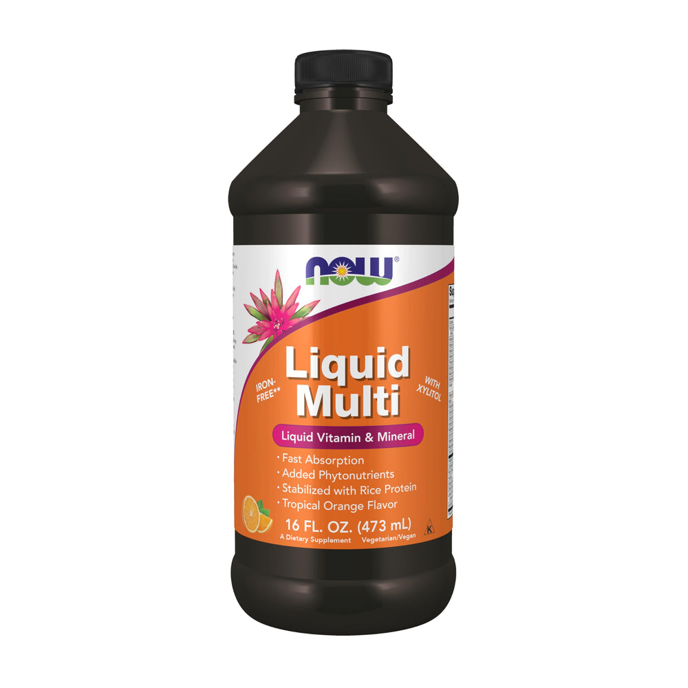 NOW Foods Liquid Multi tropical orange bottle supports daily wellness