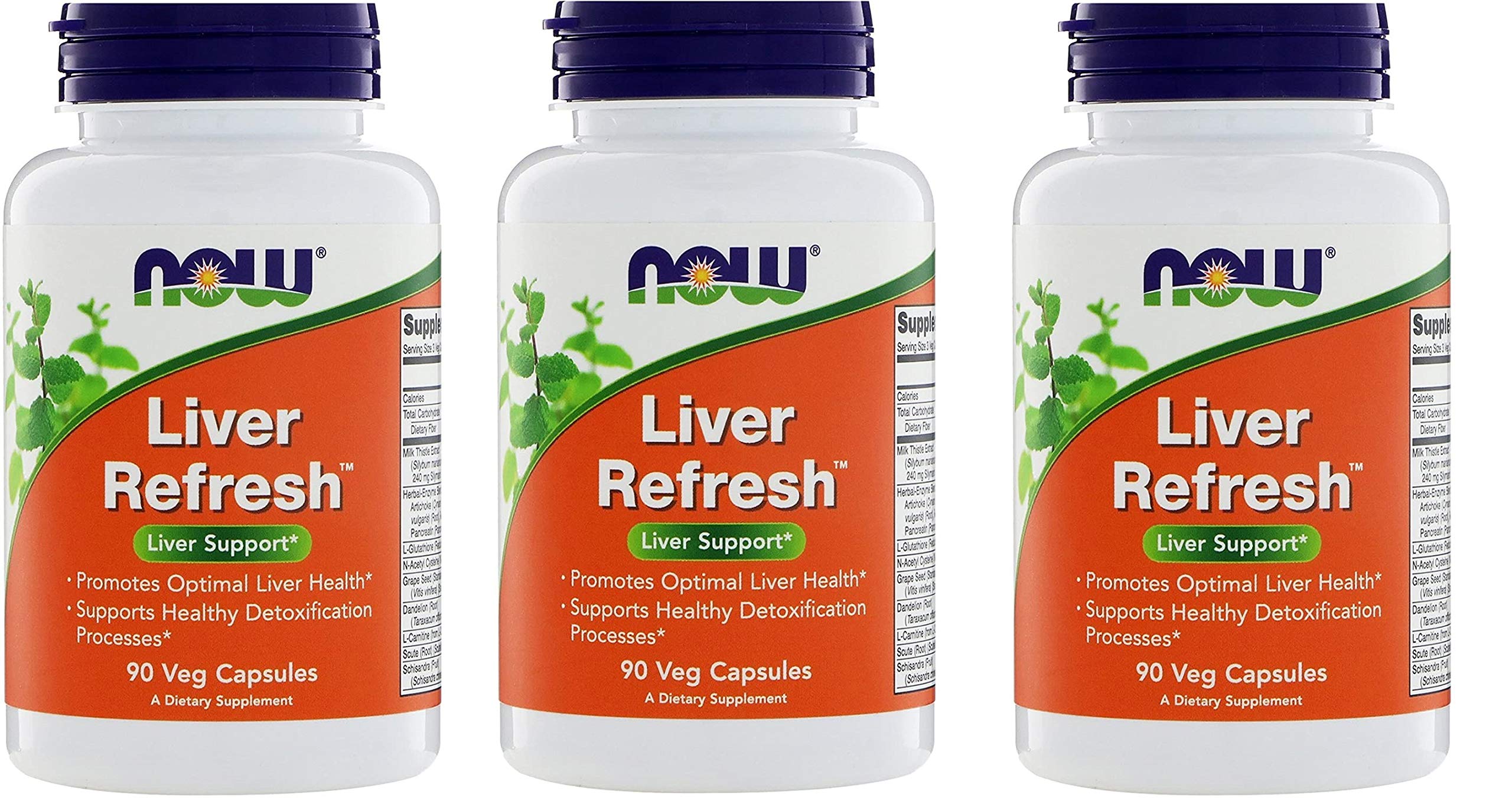 Now Foods Liver Refresh bottle back view highlighting three-pack details