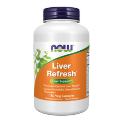 NOW Foods Liver Refresh bottle front with milk thistle and herb blend promoting liver health